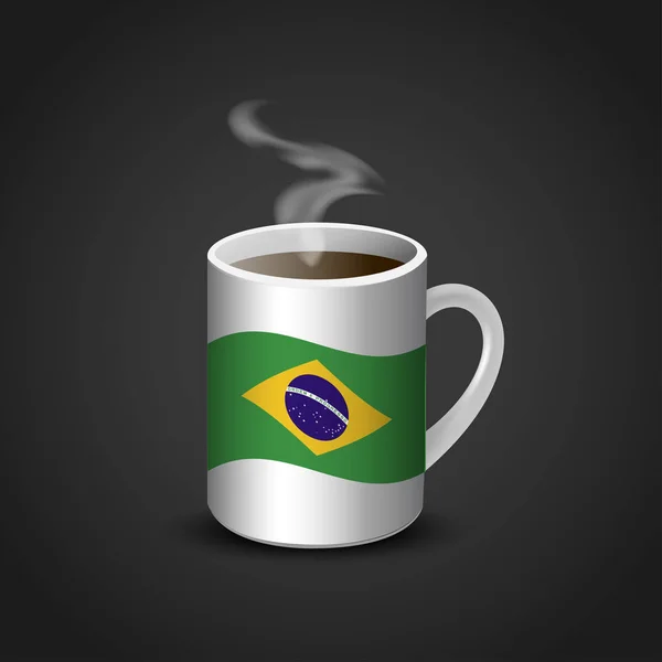 Bandeira Brasil Xícara Café — Vetor de Stock