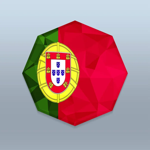 Portugal Flaggan Med Octagon Form — Stock vektor