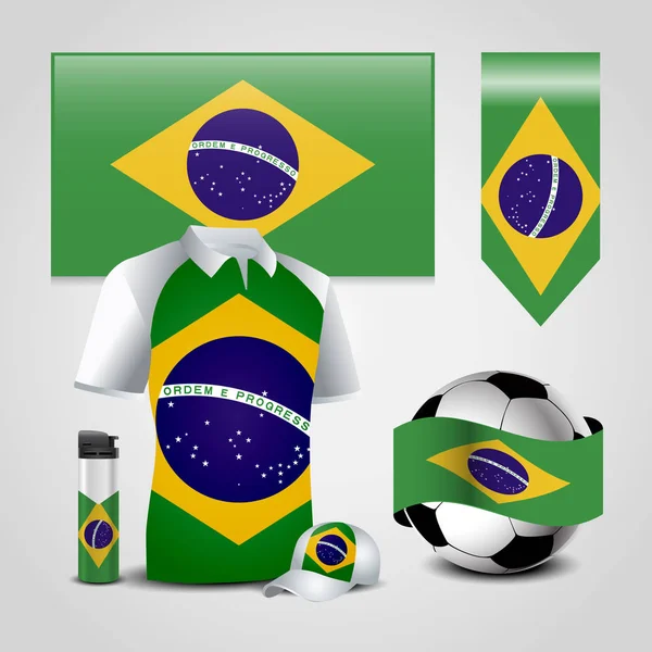 Brasilianische Flagge Auf Verschiedenen Sachen — Stockvektor
