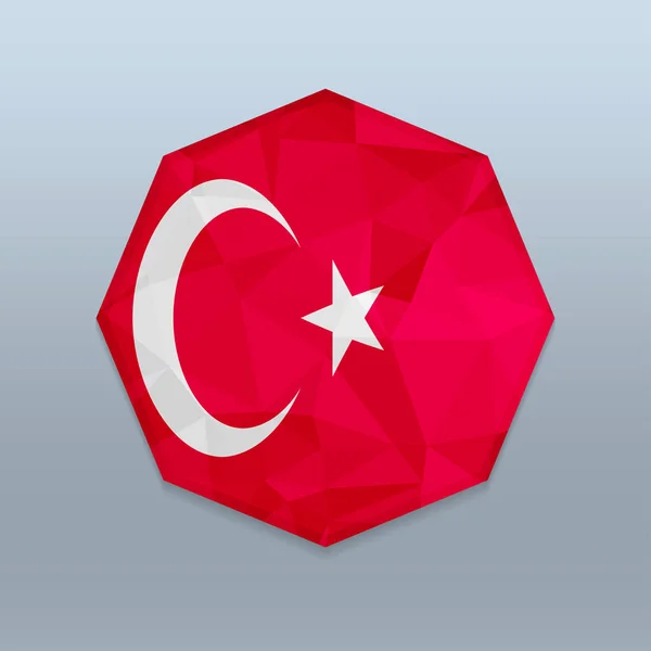 Bandeira Turquia Forma Octógono —  Vetores de Stock