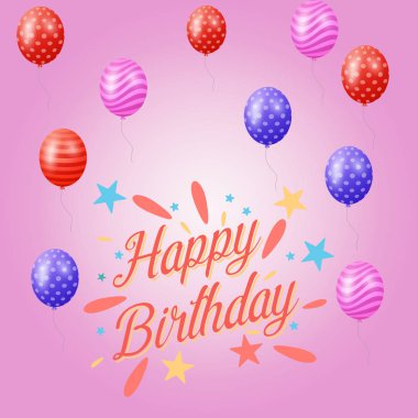 doğum günü tebrik kartı, vektör, illüstrasyon 