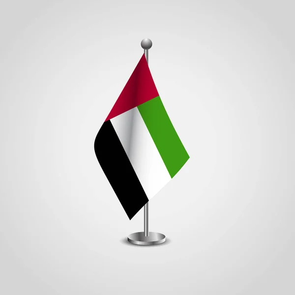 Vetor Design Bandeira Dos Emirados Árabes Unidos Com Suporte Bandeira — Vetor de Stock