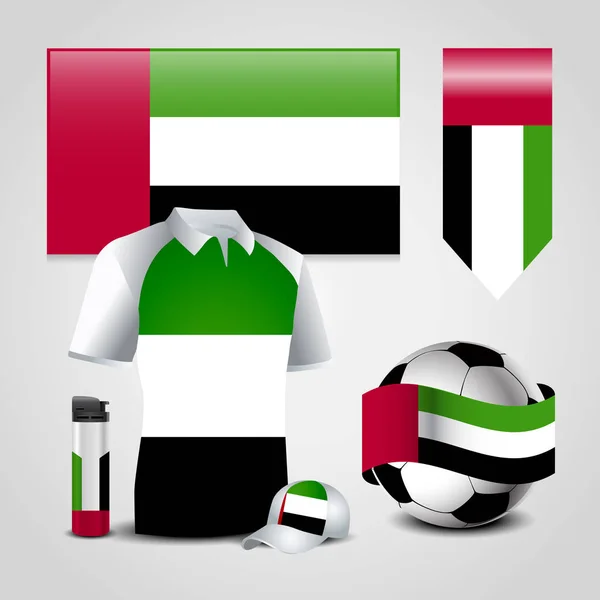 Sada Věcí Spojených Arabských Emirátů Vlajky Bílém Pozadí — Stockový vektor