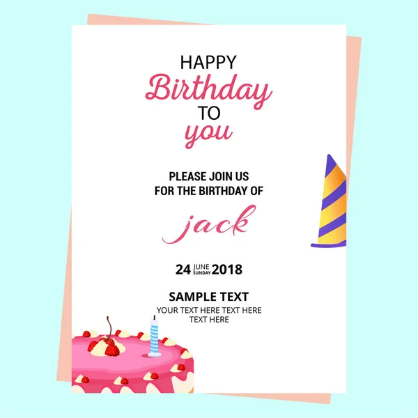 birthday invitation card, vector, illustration