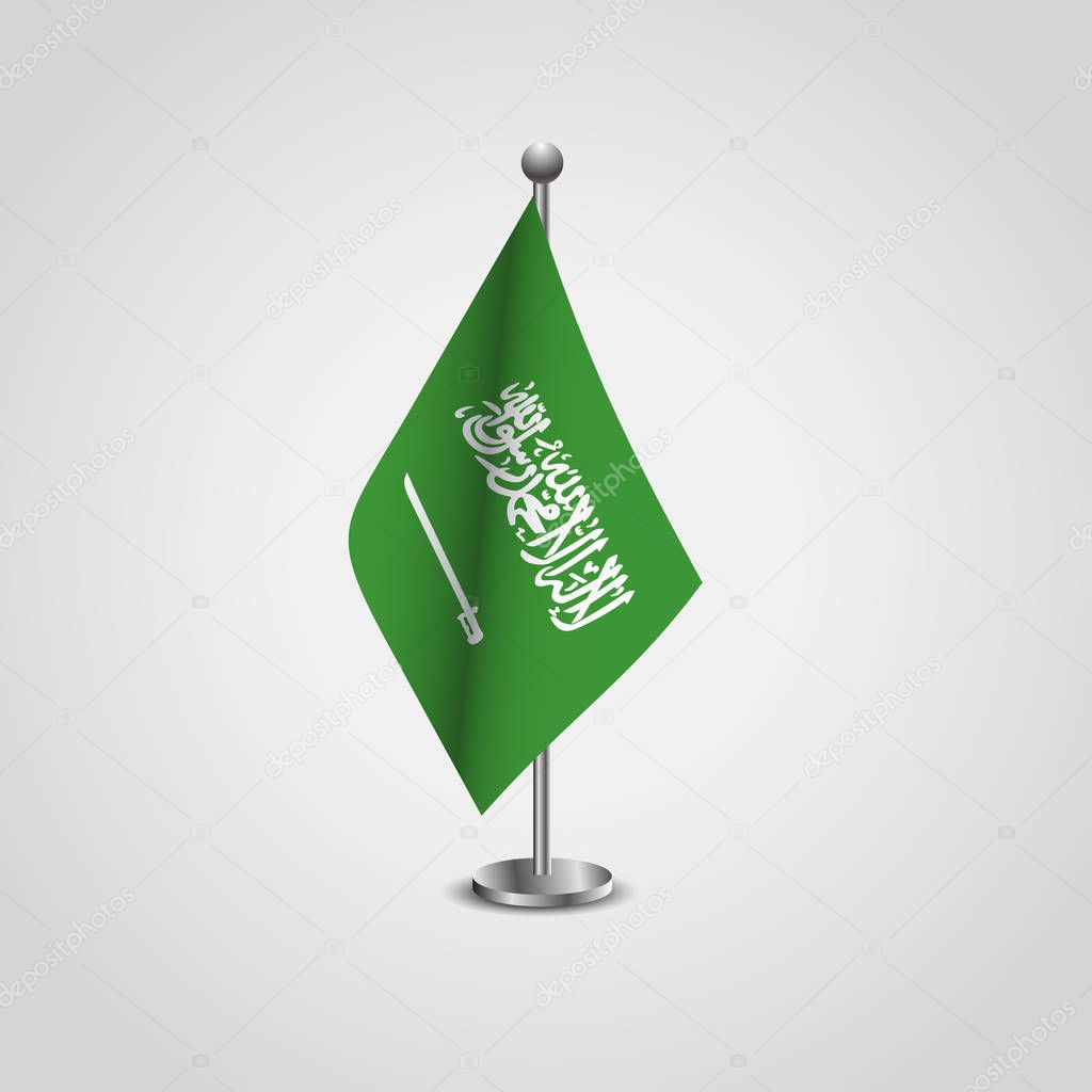 Saudia arabia flag design vector with flag stand 