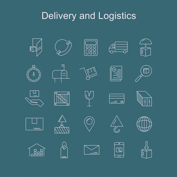 Wektor zestaw ikon dostawy i logistyka — Wektor stockowy