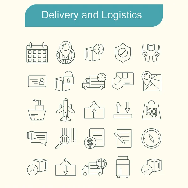 Wektor zestaw ikon dostawy i logistyka — Wektor stockowy