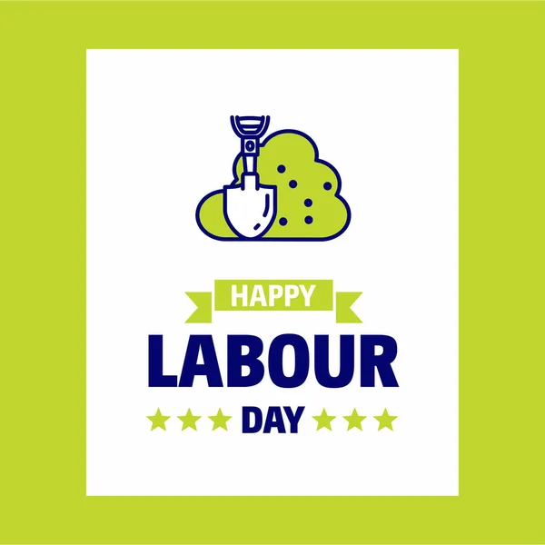 Diseño Tarjeta Felicitación Happy Labour Day Colores Verde Azul Ilustración — Archivo Imágenes Vectoriales