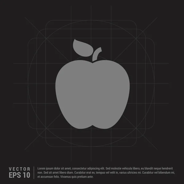 Icono Fruta Manzana Sobre Fondo Negro — Vector de stock