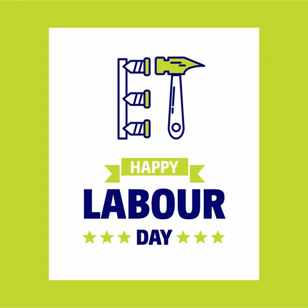 Happy Labor Day Design Mit Grünem Und Blauem Themenvektor Mit — Stockvektor