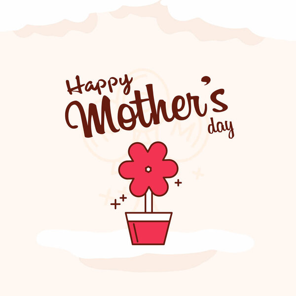 Happy Mothers 's Day Typographical Design Card with Red Background
