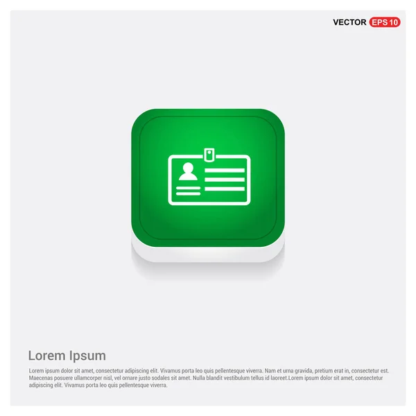 Personal Card Icon Green Web Button — Stock Vector