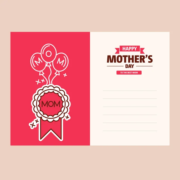 Cartão Tipográfico Projeto Dia Feliz Das Mães Com Fundo Vermelho — Vetor de Stock