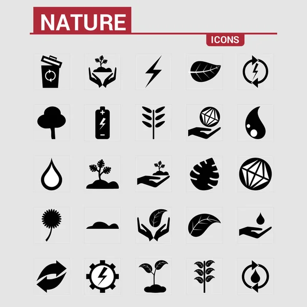 Conjunto Iconos Naturaleza Vector Ilustración — Vector de stock