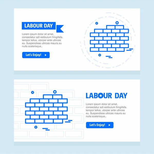Diseño Tarjeta Felicitación Happy Labour Day Colores Blanco Azul Ilustración — Archivo Imágenes Vectoriales