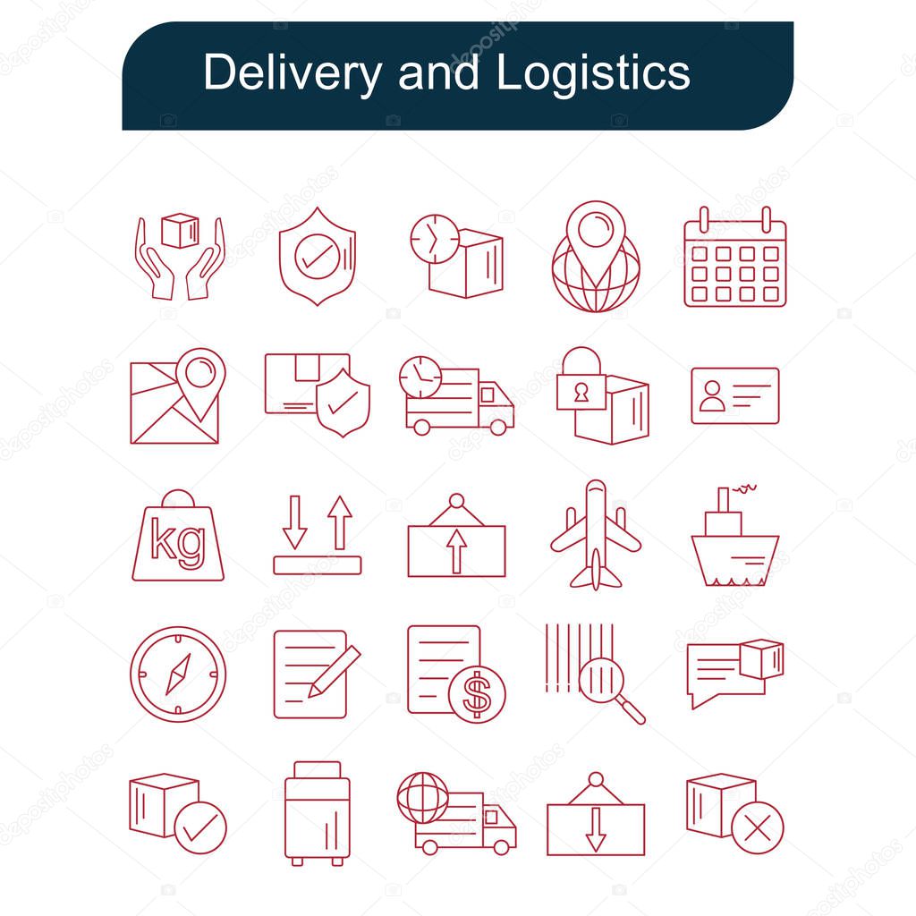 Delivery and Logistics icons set vector 