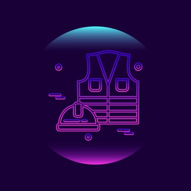 İşçi Bayramı neon simgesiyle kabarcık tarzı ile koyu arka plan 