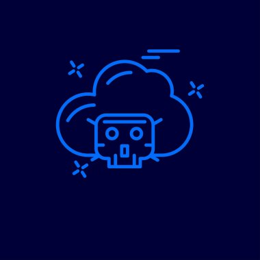 Mavi arkaplan ile siber suç neon simgesi 