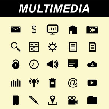 dizi Multimedya simgeler, vektör, illüstrasyon 