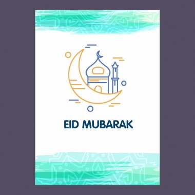 Eid Mubarak vektör arka plan. Tebrik kartı hat mutlu Eid mubarak, güzel Müslüman olay arka plan tasarım