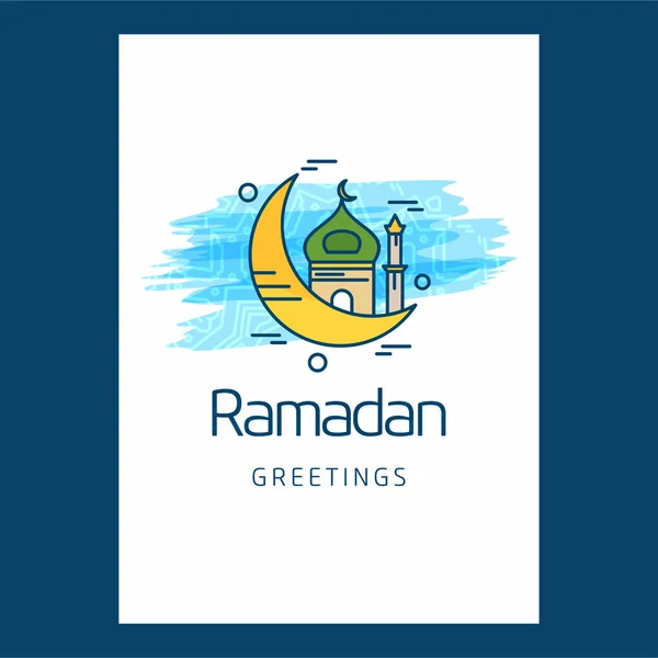 Colorful Ramadan Holiday Greeting Card Design — Stock Vector