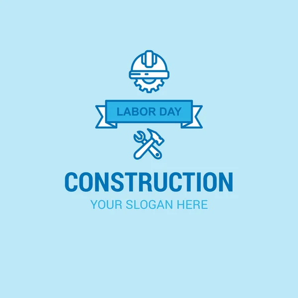 Logotipo Del Día Del Trabajo Con Fondo Azul Claro Ilustración — Vector de stock