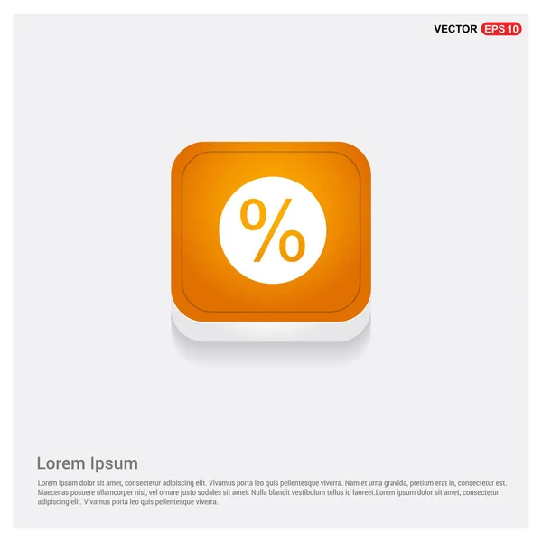 Icono Porcentaje Botón Naranja Aislado Sobre Fondo Blanco — Vector de stock