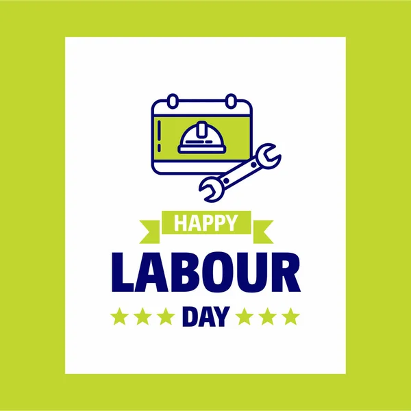 Happy Labor Day Design Mit Grünem Und Blauem Themenvektor Mit — Stockvektor