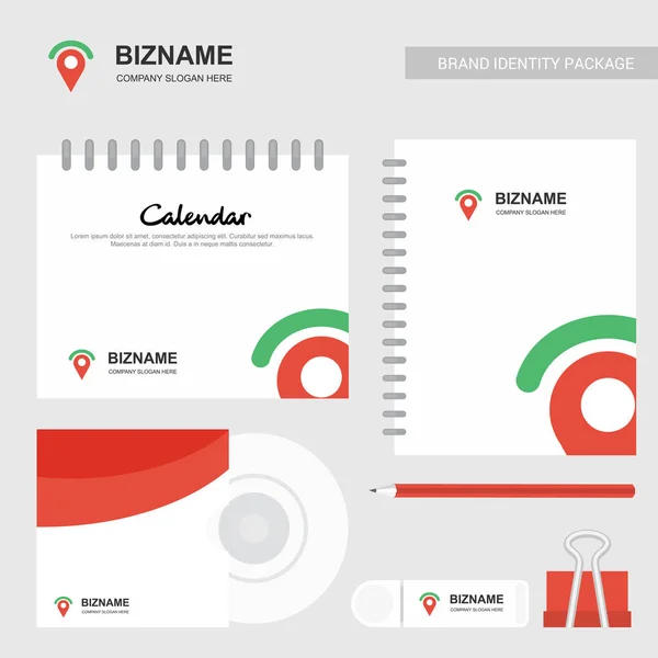 Company design calendar and stationary items with company logo