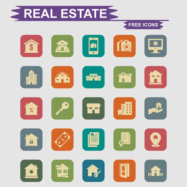 Set Real Estate Icons Vector Illustration — Stock Vector