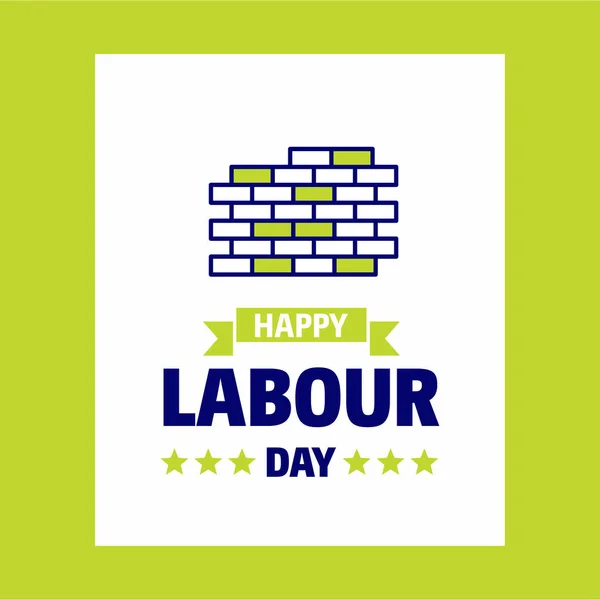 Happy Labor Day Design Mit Grünem Und Blauem Themenvektor Mit — Stockvektor