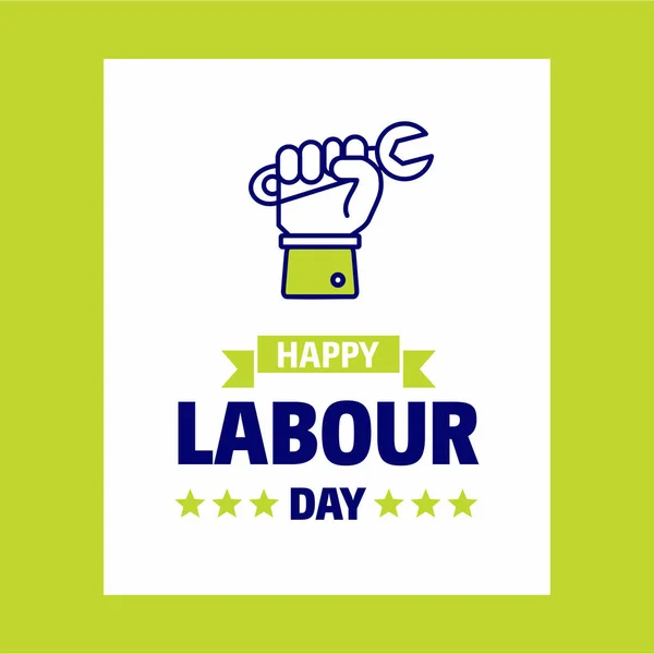 Happy Labour Day Felicitări Design Culori Verzi Albastre Ilustrație Vectorială — Vector de stoc