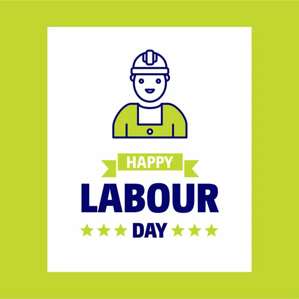 Szczęśliwy Dzień Pracy Projekt Wektor Zielony Niebieski Motyw Tekstem Dzień — Wektor stockowy