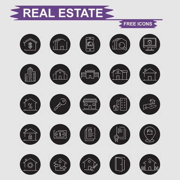 Set Real Estate Icons Vector Illustration — Stock Vector