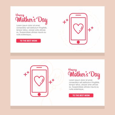 Mutlu anneler günü yazı ile dekoratif tebrik kartı