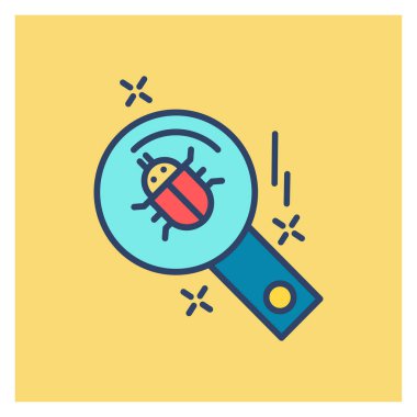 Sarı arka plan üzerinde renkli siber güvenlik yaratıcı simgesi 