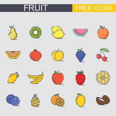dizi meyve simgeler, vektör, illüstrasyon 
