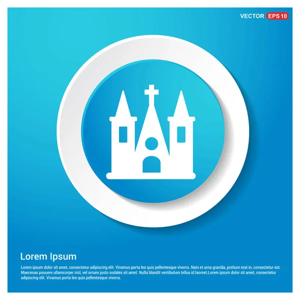 Церковное Здание Icon Abstract Blue Web Sticker Button Векторная Иллюстрация — стоковый вектор