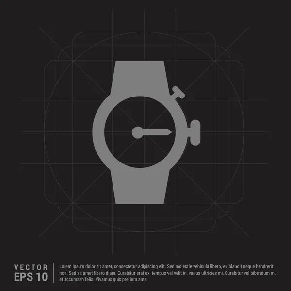 Reloj Pulsera Gris Icono Reloj Sobre Fondo Negro — Vector de stock