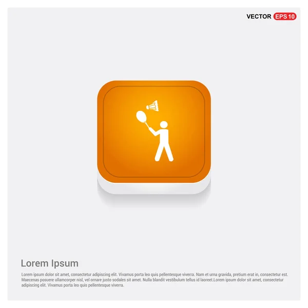 Bedminton Player Icono Naranja Botón Web Abstracto — Vector de stock