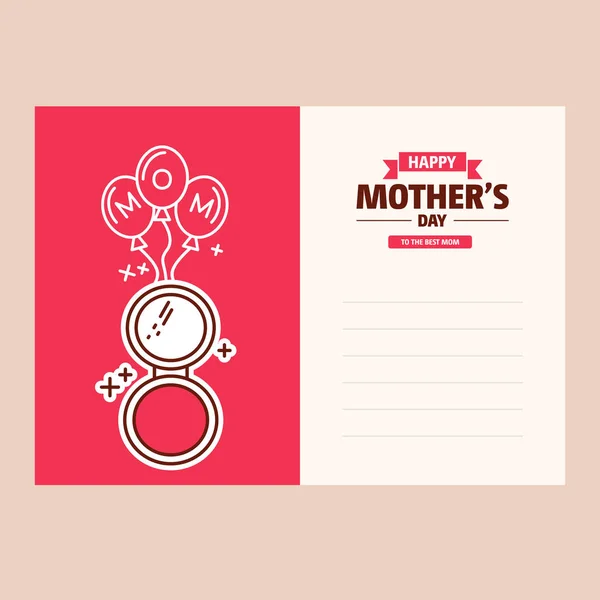 Glücklicher Muttertag Typografische Gestaltungskarte Mit Rotem Hintergrund — Stockvektor