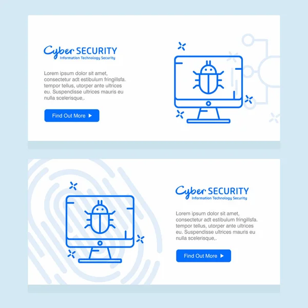 Vetor Design Banner Segurança Cibernética — Vetor de Stock
