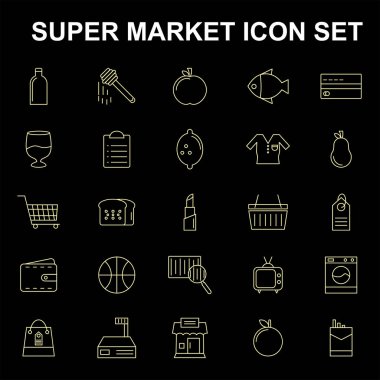 dizi süpermarket simgeler, vektör, illüstrasyon  