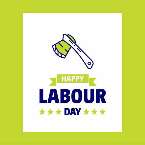 Diseño Tarjeta Felicitación Happy Labour Day Colores Verde Azul Ilustración — Archivo Imágenes Vectoriales