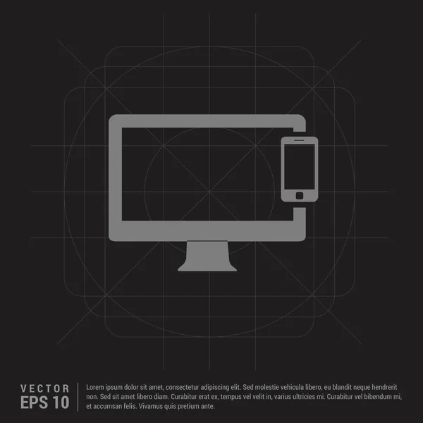 Handy Mit Monitor Symbol Auf Schwarzem Hintergrund — Stockvektor