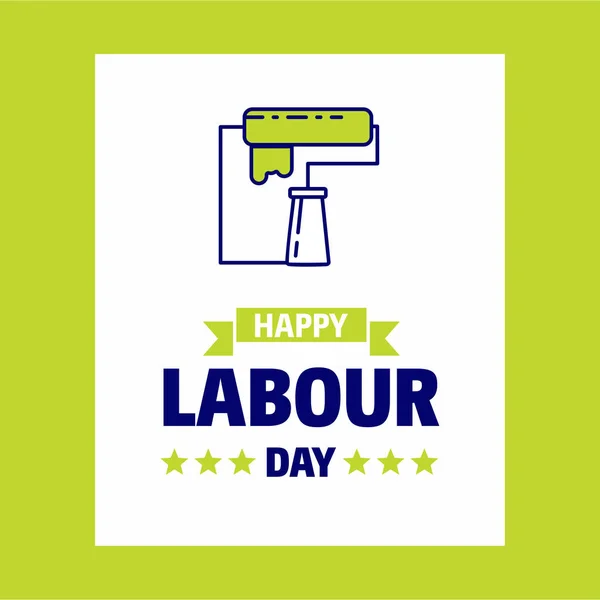 Diseño Tarjeta Felicitación Happy Labour Day Colores Verde Azul Ilustración — Archivo Imágenes Vectoriales