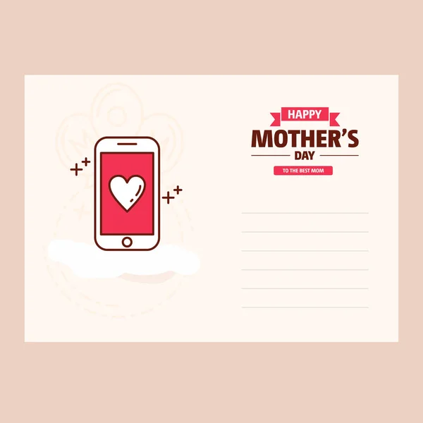 Glücklicher Muttertag Typografische Gestaltungskarte Mit Rotem Hintergrund — Stockvektor