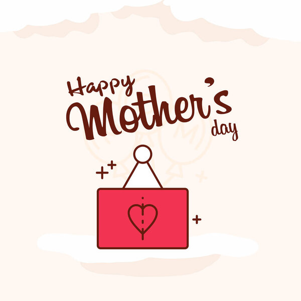 Happy Mothers 's Day Typographical Design Card with Red Background
