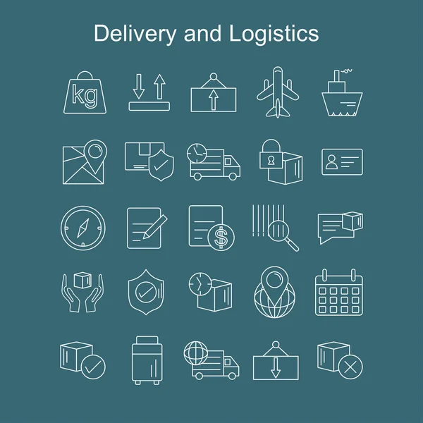 Ensemble d'icônes de livraison et de logistique vecteur — Image vectorielle