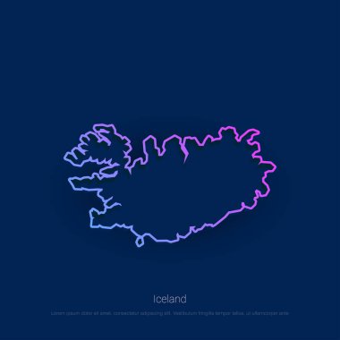 Mavi Presentaion arka plan harita İzlanda ülke. Vektör çizim